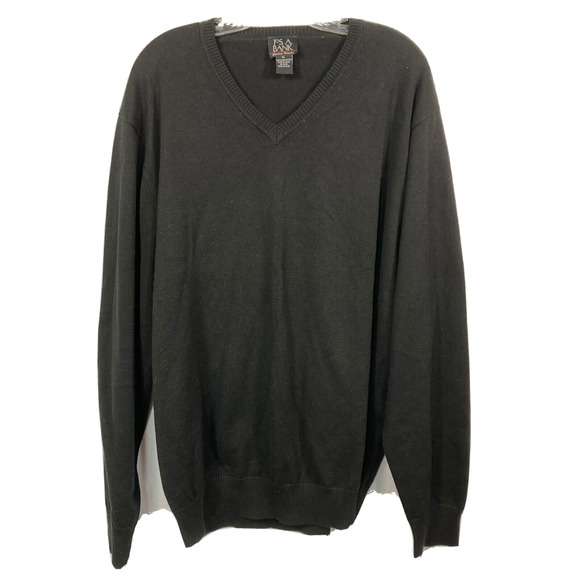 Jos. A. Bank Sweater Mens Sz XL‎ Black Knit Cotton V-Neck Long Sleeve - Picture 1 of 7